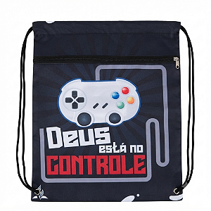 SACOCHILA customizada, DEUS ESTÁ NO CONTROLE