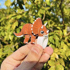 ARGANEL/PRENDEDOR DE LENÇO 3D ARTICULADO, DINOSSAURO MARROM