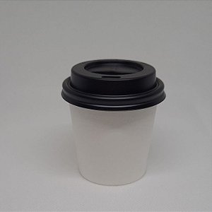Copo de Papel Biodegradável Branco para Café 120ml C/ Tampa (50 uni)