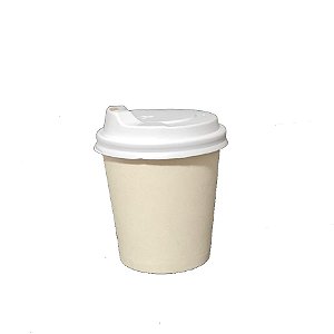 Copo Papel Branco 100ml Café C/ Tampa Biodegradável (100 unidades)