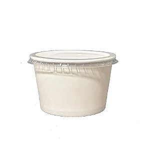 Pote Papel Branco Com Tampa 100% Bio 250ml - 100 Unidades