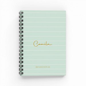 Caderno Devocional Personalizado - Listras Menta