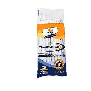 CANUDO DE PAPEL BRANCO BIODEGRADÁVEL 19,5CM X Ø6mm - 1.000 UNIDADES