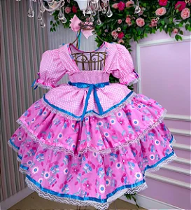 Vestido Bella Child Junino Quermesse Chique + Saiote