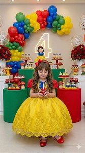 Vestido Marie Temático Realeza Branca De Neve