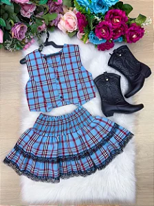 Conjunto Junino Miss Cherry Melissa Xadrez