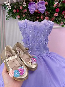 Vestido Marie Jardim das Borboletas Lilas Viviane