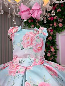 Vestido Mini Miss Lorena Florido Azul Bebe