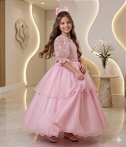 Vestido Bella Child Longo Eva Rosa Bebe