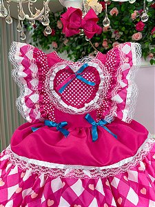 Vestido Bella Child Junino Quermesse do Coração Pink