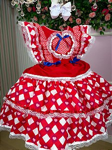 Vestido Bella Child Junino Quermesse do Coração Vermelho