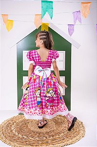 Vestido Junino Tematico Luxo Turma da Monica