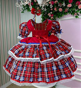 Vestido Bella Child Junino Caipira Luxo Maça do Amor