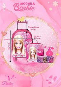 Kit Mochila Rodinhas + Lancheira + Estojo Barbie