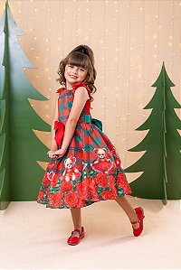 Vestido Marie Madeline Ursinho Xadrez Vermelho - Natal