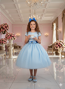 Vestido Juvenil Vila Lele Luiza Azul Bebe
