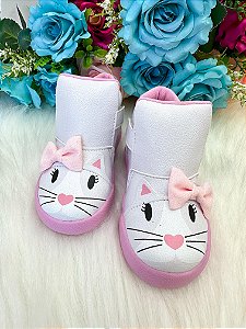 Tênis Bota Encanto de Criança Gatinha/Gata Branco Fashion