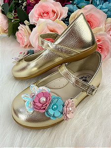 Sapatilha Doce Pe Juju Jardim Encantado Dourada