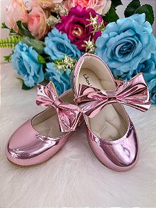 Sapatilha Flor Di Mila Laço Rose Metalizado Modelo 2