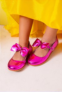 Sapatilha Doce Pe Laço Pink Metalizado