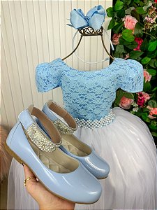 Vestido Enjoy Longo Mari Peito Rendado Azul Bebe