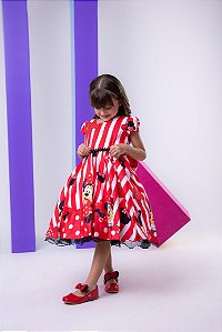 Vestido Infantil Temáticos da Gigi Minnie/Minie Vermelha