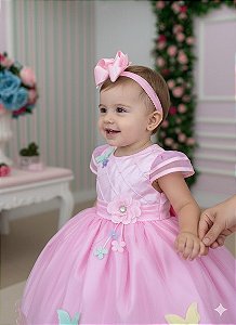 Vestido Marie Rosa Jardim Encantado Flores