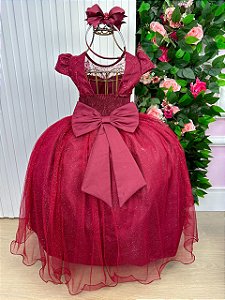 Vestido Vila Lele Longo Jardim Encantado Borboletas Marsala