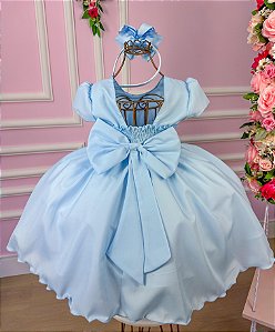 Vestido Ysa Kids Azul Bebe Peito Perolas