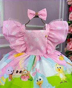 Vestido Temáticos Kids Galinha Pintadinha Rosa Bebe