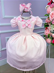 Vestido Miss Sweet Rosa Bebe Lacinhos