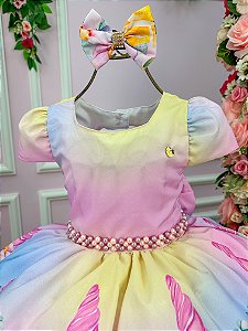 Vestido Mimadine Unicornio Colorido - Arco Iris