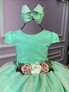 Vestido Juvenil Vila Lele Luiza Verde Menta