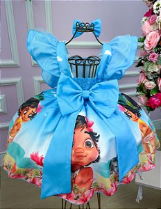 Vestido Infantil Temáticos Kids Moana Baby Azul