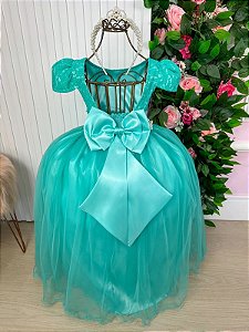 Vestido Enjoy Longo Laura Peito rendado Verde Tifanny