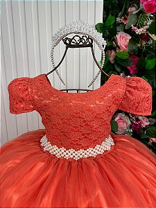 Vestido Enjoy Longo Laura Peito Rendado Terracota