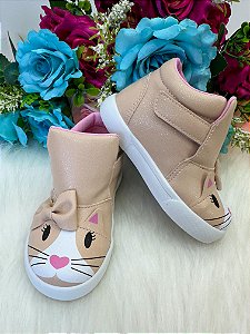 Tênis Bota Encanto de Criança Gatinha/Gata Rose-Nude Fashion