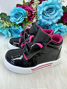 Tênis Bota Encanto de Criança Lacinho Preto Rebeca