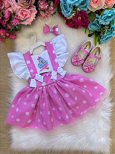 Romper/Vestido Princesa Belli Galinha Pintadinha Rosa