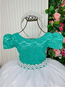 Vestido Enjoy Longo Mari Peito Rendado Verde Tiffany