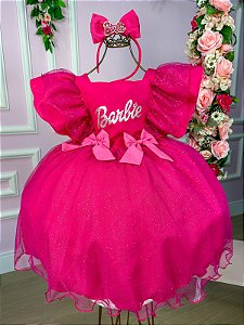 Vestido Princesa Belli Tematico Barbie Pink Babado