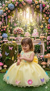 Vestido Princesa Belli Anabel Jardim Encantado Amarelo