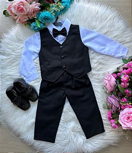 Conjunto Miss Cherry Social Leonardo Colete Preto