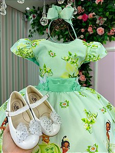 Vestido Temático Luxo Tiana A Princesa e o Sapo