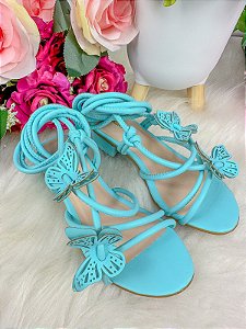 Sandalia Flor Di Mila Borboletas Azul de Amarrar