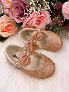 Sapatilha Flor Di Mila Bronze Gliter