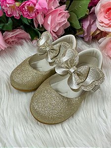 Sapatilha Flor Di MIla Baby Dourado Gliter