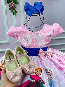 Vestido Infantil Temáticos da Gigi Frozen Rosa