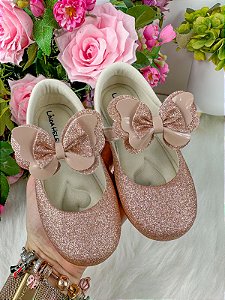 Sapatilha Flor Di MIla Baby Nude - Rose Gliter