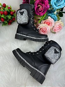Bota/Coturno Nilqi Malu Bolsinha Cano Alto Preta